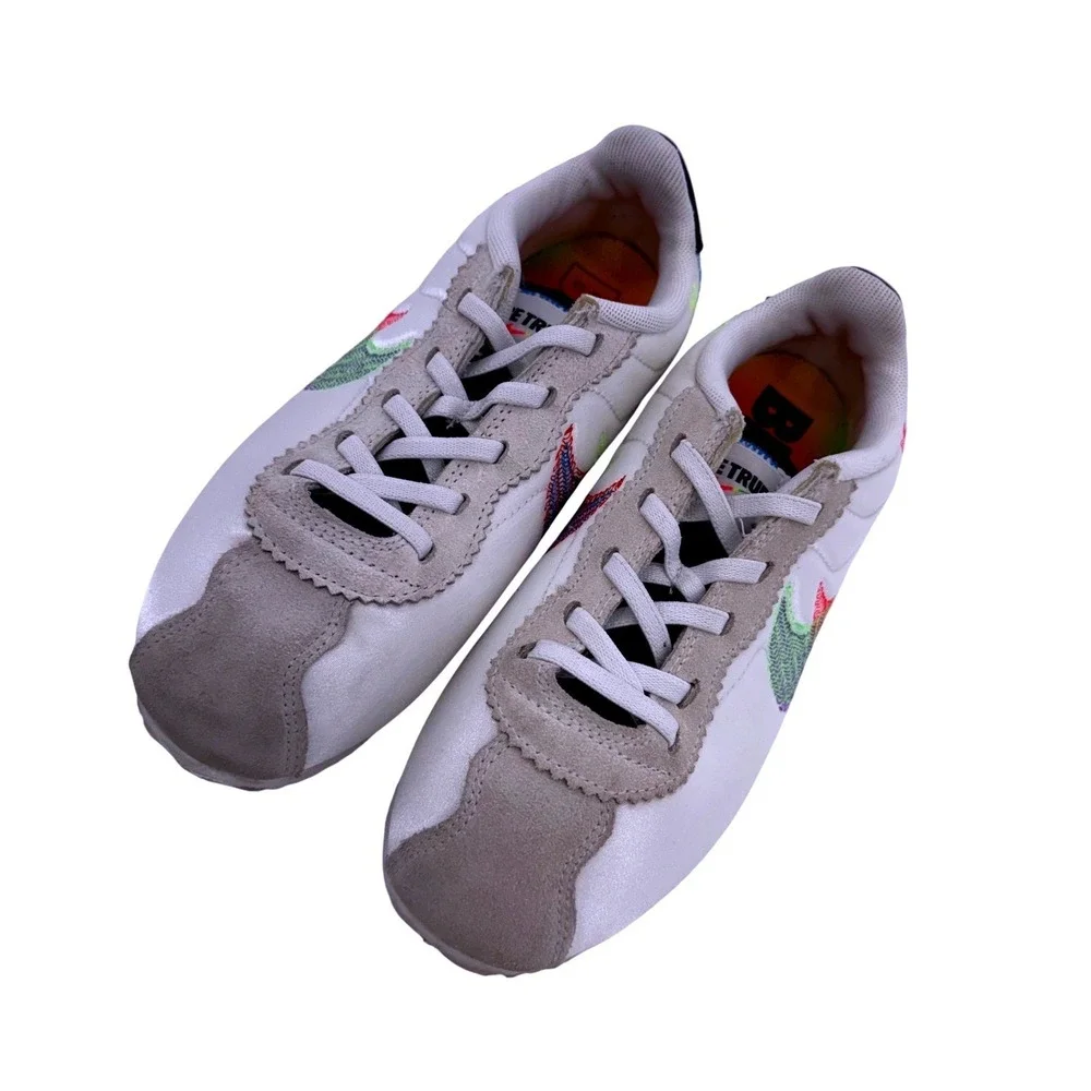 Nike Cortez Be True Rainbow Swoosh White Retro Y2K Sneakers Youth‎ 2.5Y